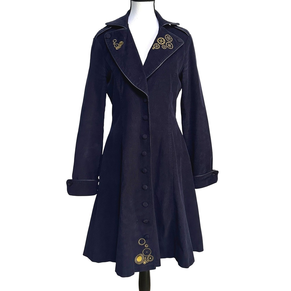 Hot Topic Doctor Who Corduroy Trench Coat Medium TARDIS Steampunk Cosplay Goth
